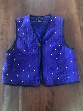 Vintage Silk Vest with Studs, Sz 12